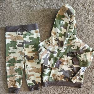 NWT Star Wars Camo Baby Yoda Fleece Sweatsuit set, size 12M